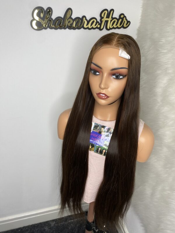 image00002 Brown Raw Vietnamese Human Hair Bone Straight SDD Wig
