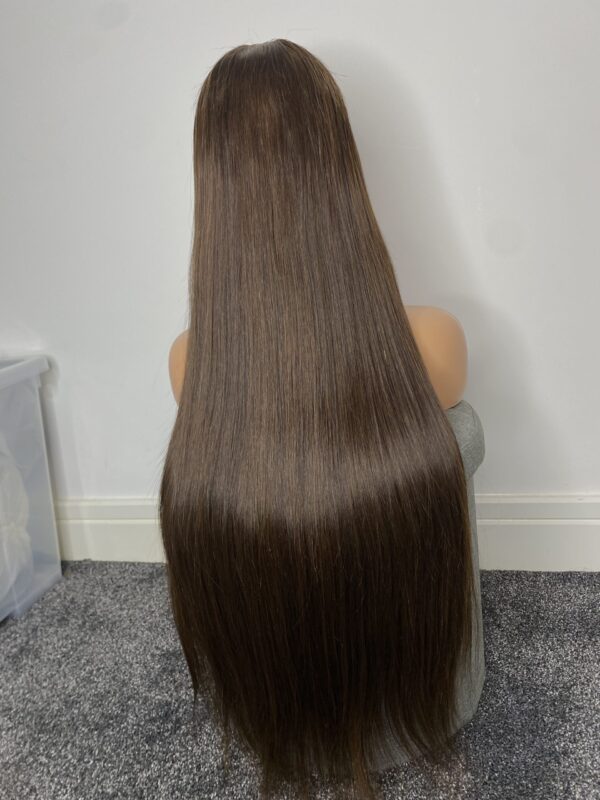 image00006 Brown Raw Vietnamese Human Hair Bone Straight SDD Wig