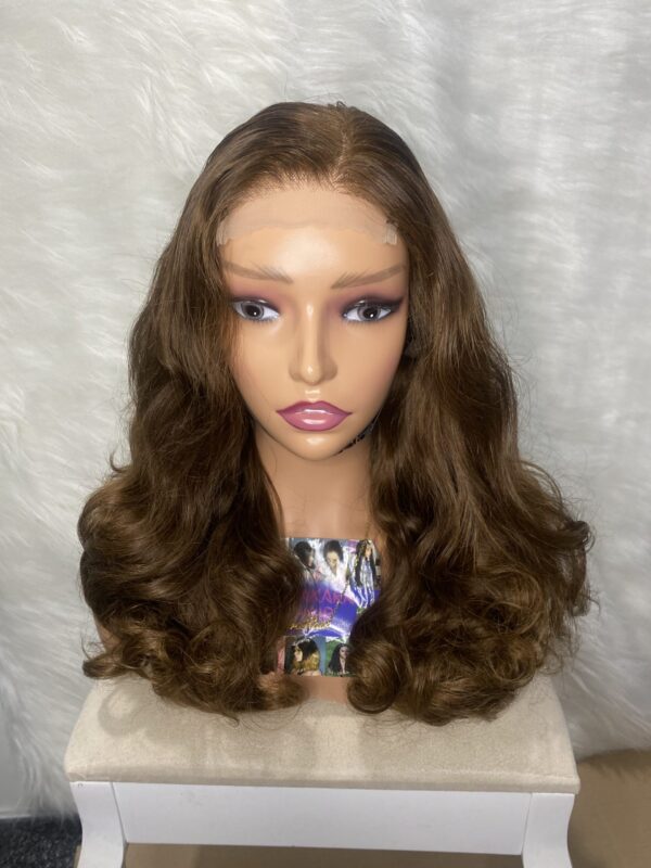 image00016 SDD Brown Virgin Human Hair Bouncy 20 Inches Wig
