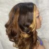 Brown & Blonde Highlights SDD Raw Vietnamese Human Hair Bouncy Wig