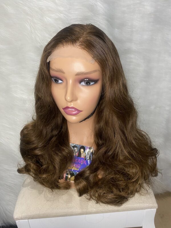 image00018 SDD Brown Virgin Human Hair Bouncy 20 Inches Wig
