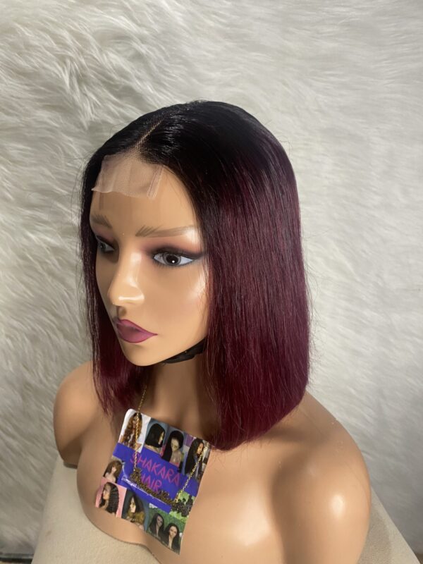 image00022 Burgundy Virgin Human Hair Straight Bob Double Drawn Wig