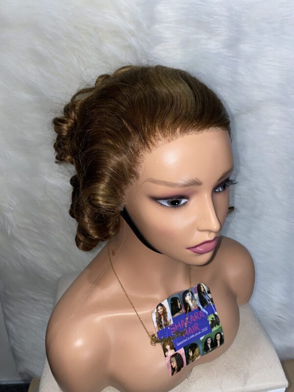 image00026 Blonde and Brown Highlights Virgin Human Hair Bouncy Wig