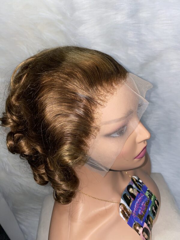 image00027 Blonde and Brown Highlights Virgin Human Hair Bouncy Wig