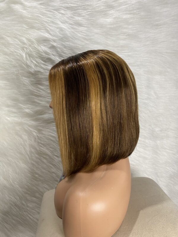 image00027 Highlights Virgin Human Hair Straight Bob Double Drawn Wig