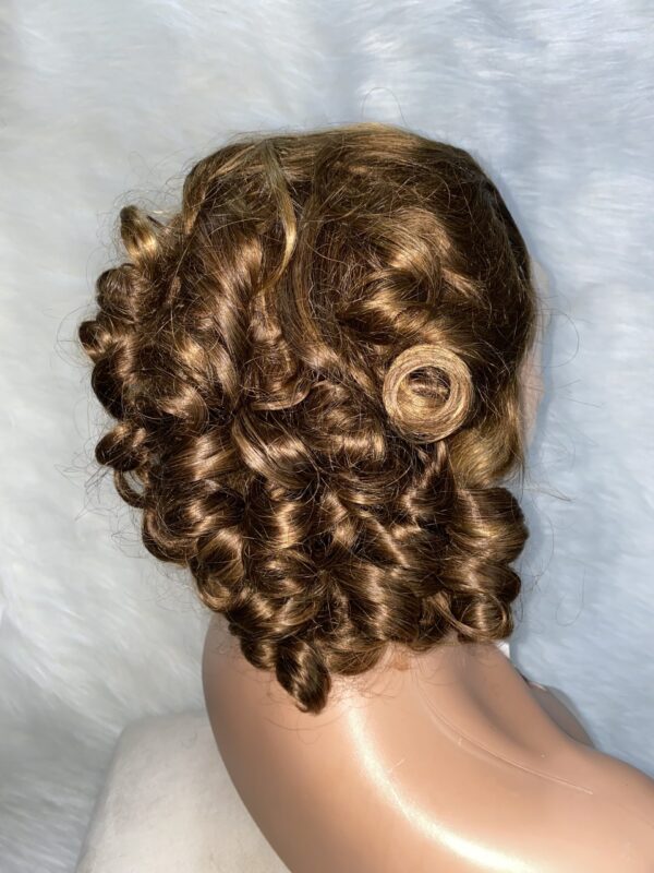 image00028 Blonde and Brown Highlights Virgin Human Hair Bouncy Wig