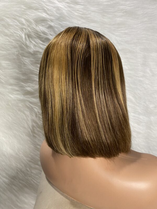 image00029 Highlights Virgin Human Hair Straight Bob Double Drawn Wig