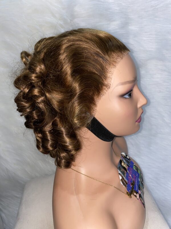 image00030 Blonde and Brown Highlights Virgin Human Hair Bouncy Wig