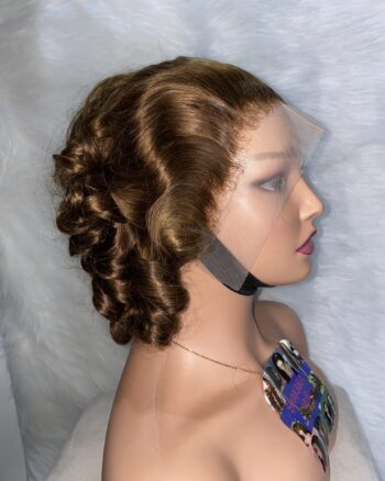 image00031 Blonde and Brown Highlights Virgin Human Hair Bouncy Wig