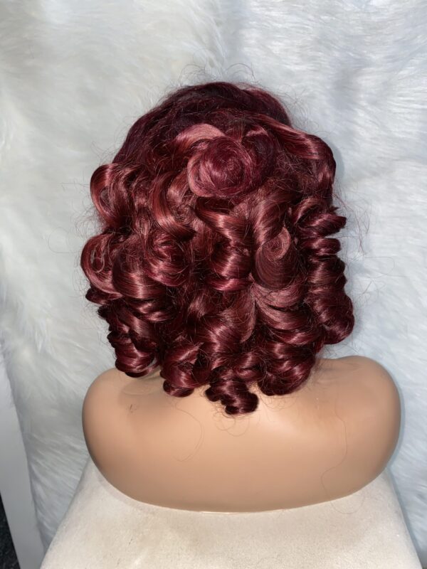 image00033 Burgundy Virgin Human Hair Bouncy Wig