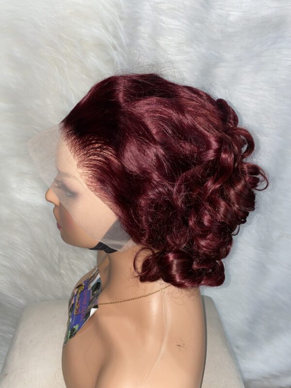 image00034 Burgundy Virgin Human Hair Bouncy Wig