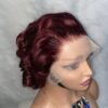 Burgundy Virgin Human Hair Bouncy Wig