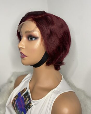 image01495 Burgundy Human Hair Pixie Cut Wig