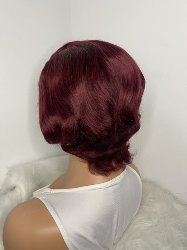 image01496 Burgundy Human Hair Pixie Cut Wig