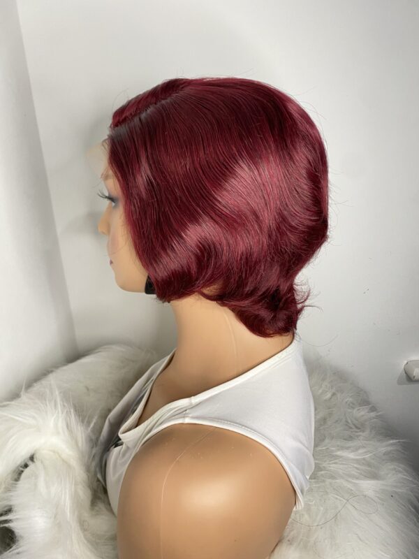image01497 Burgundy Human Hair Pixie Cut Wig
