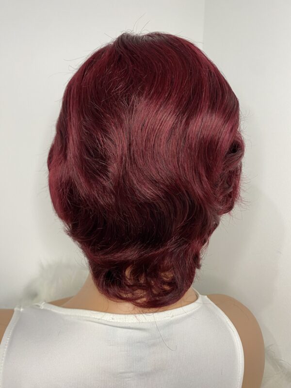 image01498 Burgundy Human Hair Pixie Cut Wig