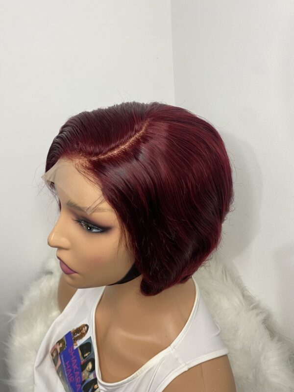 image01499 Burgundy Human Hair Pixie Cut Wig