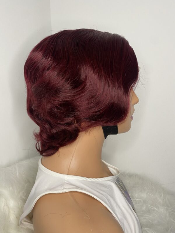 image01501 Burgundy Human Hair Pixie Cut Wig