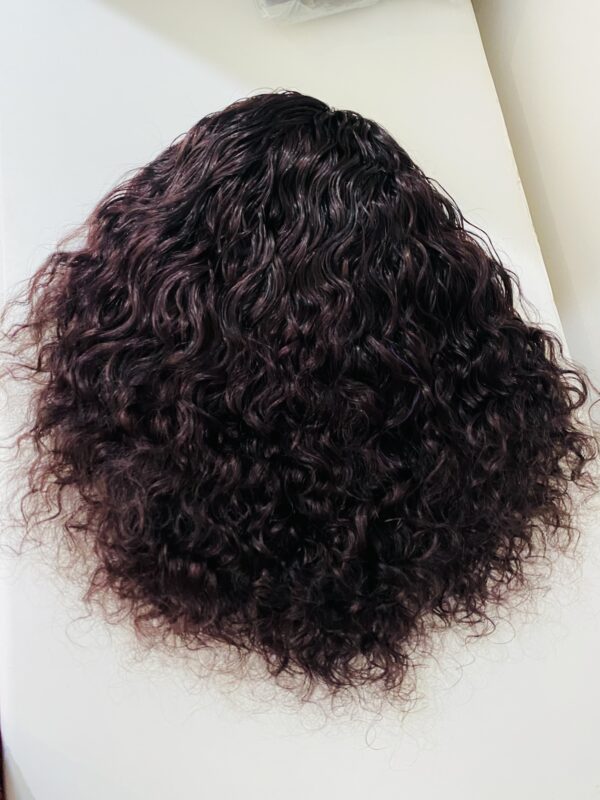 image00002 Virgin Human Hair Headband water curly dark-burgundy Wig