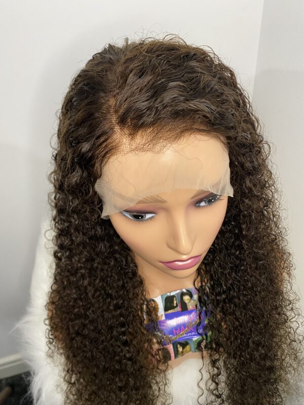 image00002 Brown Virgin Human Hair Deep Curls lace frontal Wig