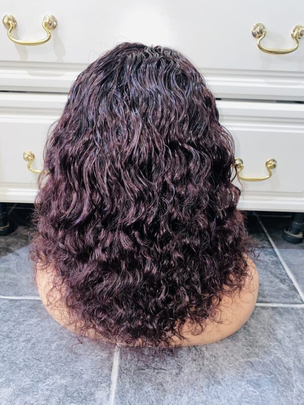 image00005 Virgin Human Hair Headband water curly dark-burgundy Wig