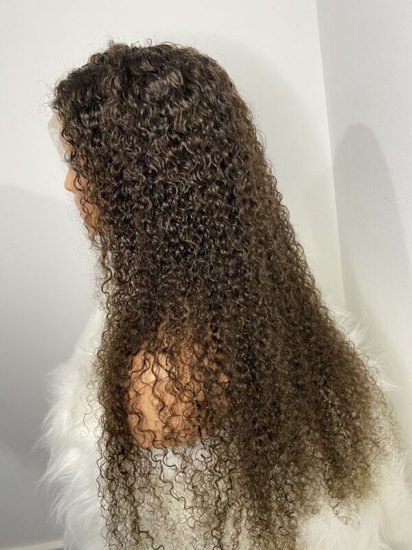 image00005 Brown Virgin Human Hair Deep Curls lace frontal Wig