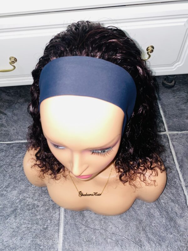 image00006 Virgin Human Hair Headband water curly dark-burgundy Wig