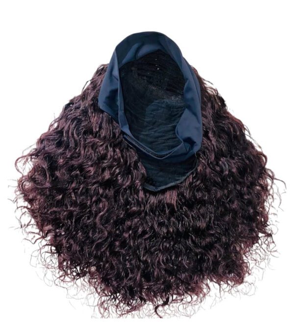 image00008 Virgin Human Hair Headband water curly dark-burgundy Wig