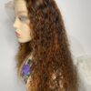 image00018 Virgin Human Hair Water Curly Wig (Brown & Burnt Orange Highlights)