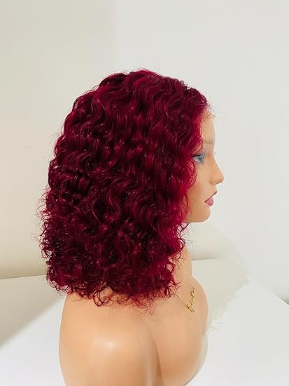 71+yPtCxBfL._AC_SY550_ Human hair Water wave Burgundy wig (14 inches)