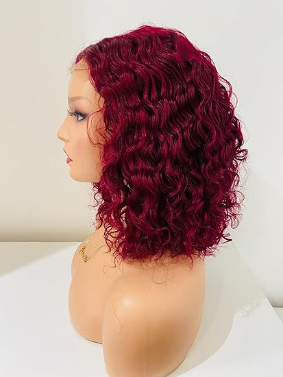 81ma+dRAcQL._AC_SY550_ Human hair Water wave Burgundy wig (14 inches)