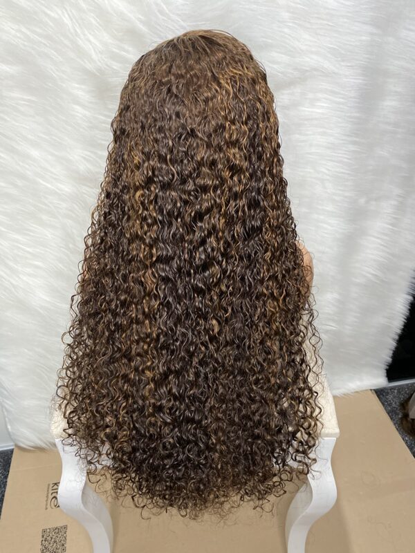 IMG_0244 SDD Virgin human Hair Pixie Curl 28inches Wig (Brown and Highlights)