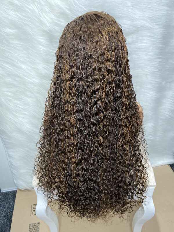 IMG_0246 SDD Virgin human Hair Pixie Curl 28inches Wig (Brown and Highlights)