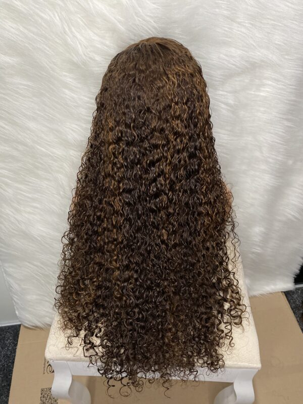 IMG_0253 SDD Virgin human Hair Pixie Curl 28inches Wig (Brown and Highlights)