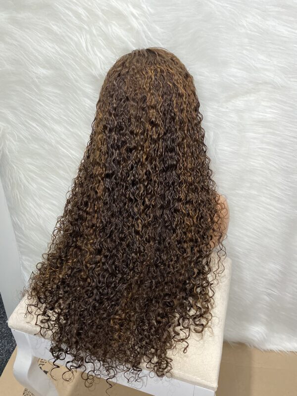 IMG_0259 SDD Virgin human Hair Pixie Curl 28inches Wig (Brown and Highlights)
