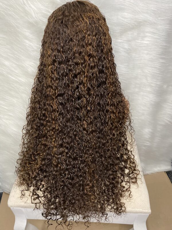 IMG_0264 SDD Virgin human Hair Pixie Curl 28inches Wig (Brown and Highlights)
