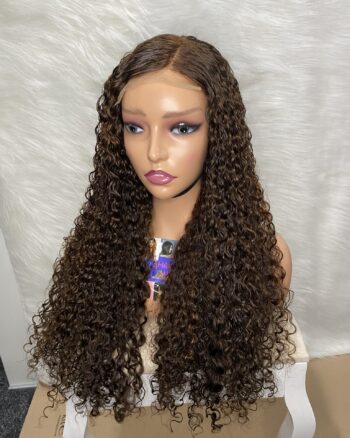 IMG_0272 SDD Virgin human Hair Pixie Curl 28inches Wig (Brown and Highlights)