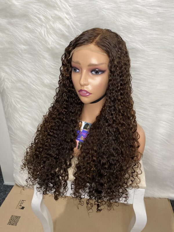 IMG_0291 SDD Virgin human Hair Pixie Curl 28inches Wig (Brown and Highlights)
