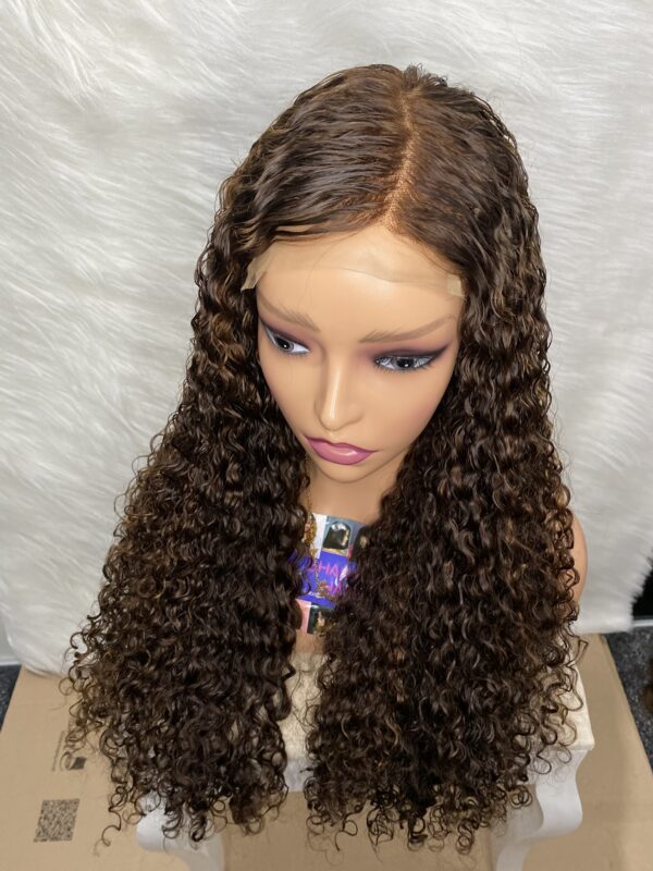 IMG_0296 SDD Virgin human Hair Pixie Curl 28inches Wig (Brown and Highlights)