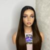IMG_0511 SDD Bone Straight Raw Human Hair Wig (Light brown with black roots)