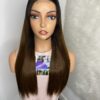 IMG_0520 SDD Bone Straight Raw Human Hair Wig (Light brown with black roots)