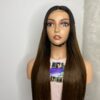 IMG_0537 SDD Bone Straight Raw Human Hair Wig (Light brown with black roots)