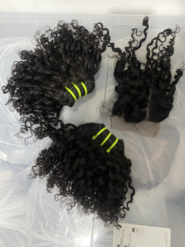 IMG_0655 Virgin human hair Pixie Curls Bundles & 4x4 Lace Closure
