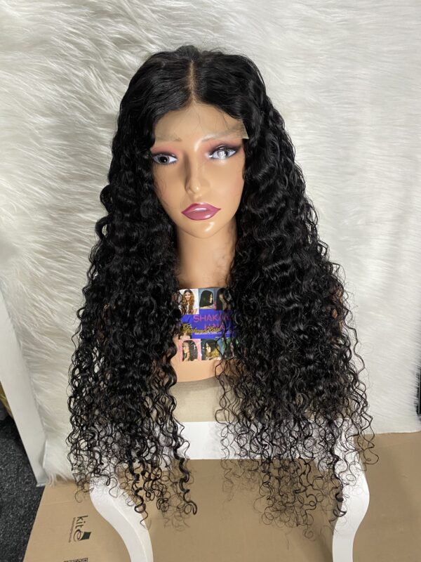 IMG_0657 Virgin human Hair Water Curly 30inches Wig (Black)