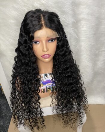 Virgin human Hair Water Curly 30inches Wig (Black)