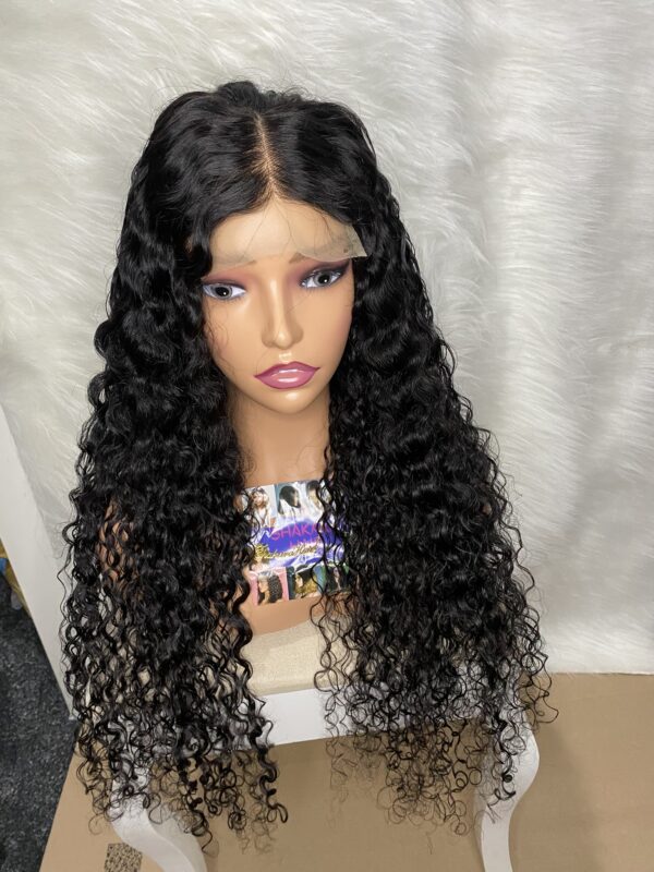 IMG_0661 Virgin human Hair Water Curly 30inches Wig (Black)