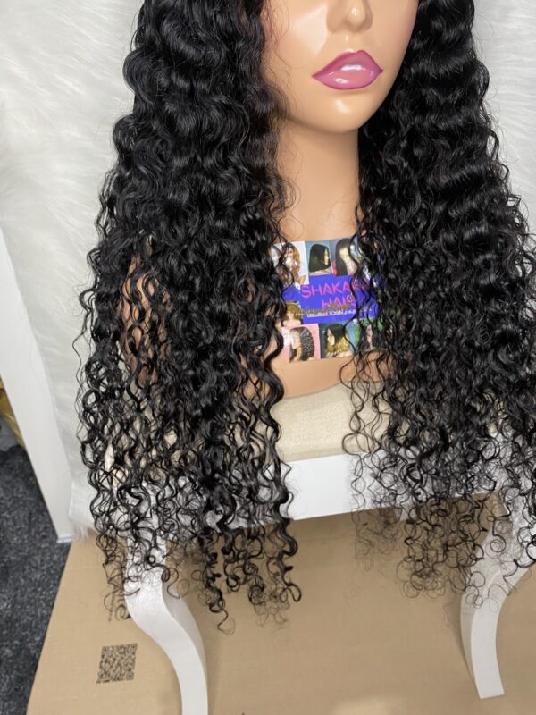 IMG_0662 Virgin human Hair Water Curly 30inches Wig (Black)