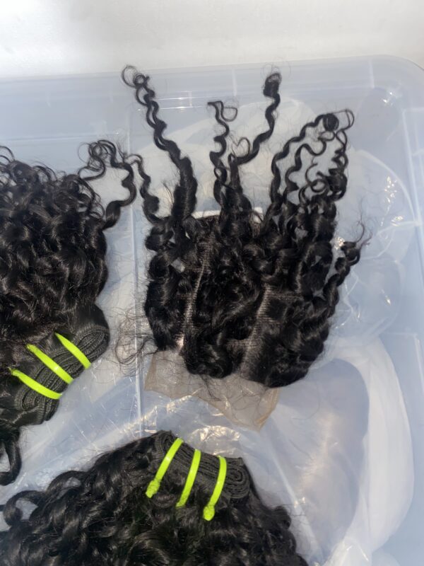 IMG_0662 Virgin human hair Pixie Curls Bundles & 4x4 Lace Closure