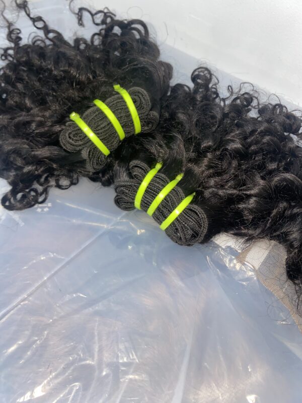 IMG_0665 Virgin human hair Pixie Curls Bundles & 4x4 Lace Closure