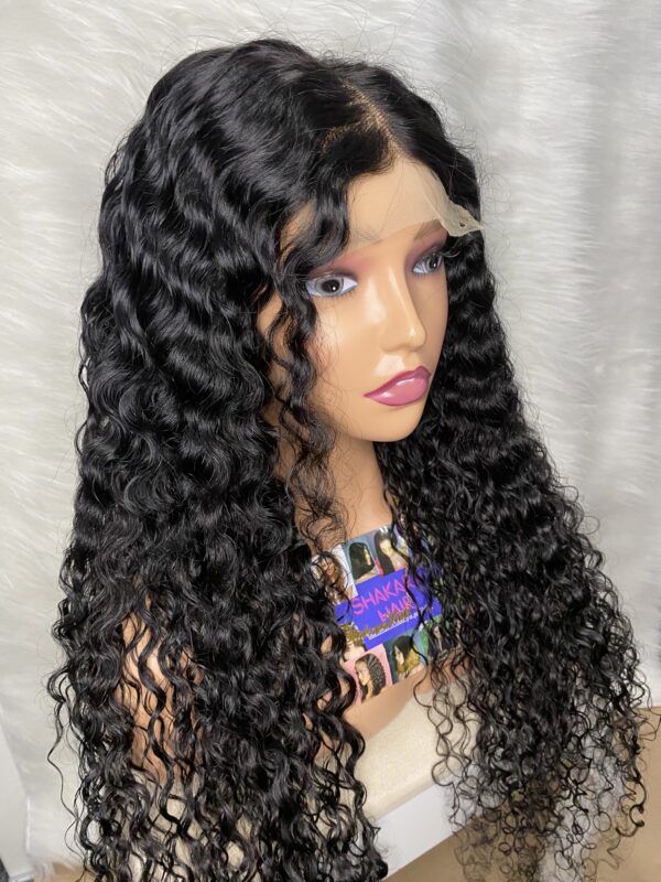 IMG_0678 Virgin human Hair Water Curly 30inches Wig (Black)